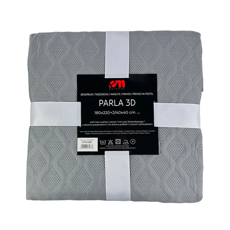 NARZUTA PARLA 3D 180x220+2/40x40, SY-7654 SZARY