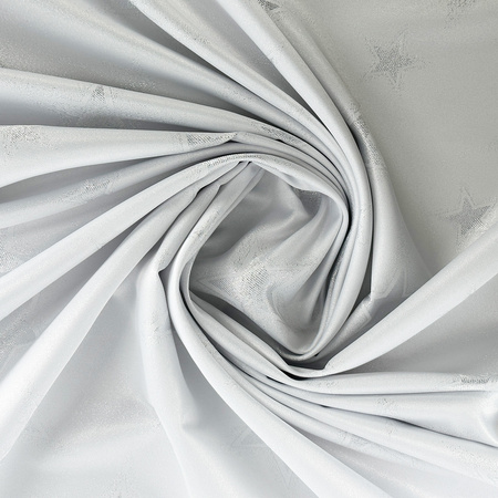 OBRUS PLAMOODPORNY OVAL 140X220 DUŻA GWIAZDA SREBRO 621