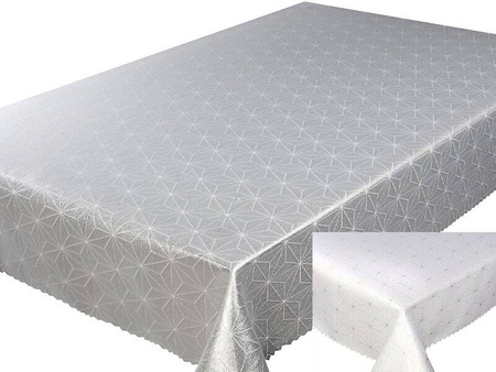 OBRUS PLAMOODPORNY OVAL 140X200 SREBRO 2594