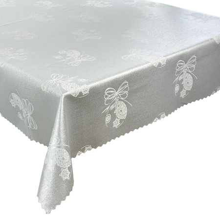 OBRUS PLAMOODPORNY OVAL 140X200 SREBRNA BOMBKA 1869